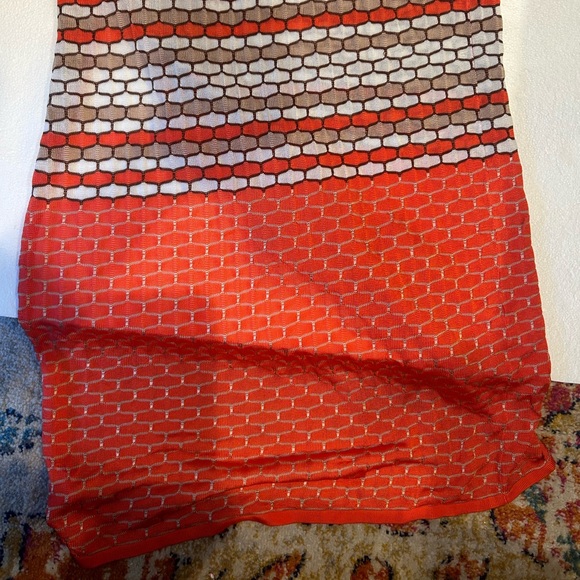 Bebe multi honeycomb sweat dress maxi strapless orange cream knit - Picture 7 of 10